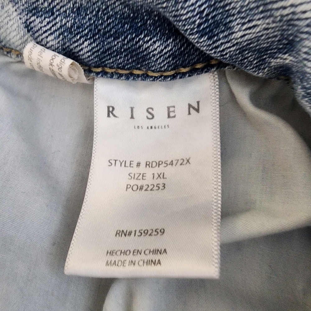 Risen Light Wash Star Highrise Crop Raw Hem Jeans Size 1xl Boho Festival - Picture 4 of 10